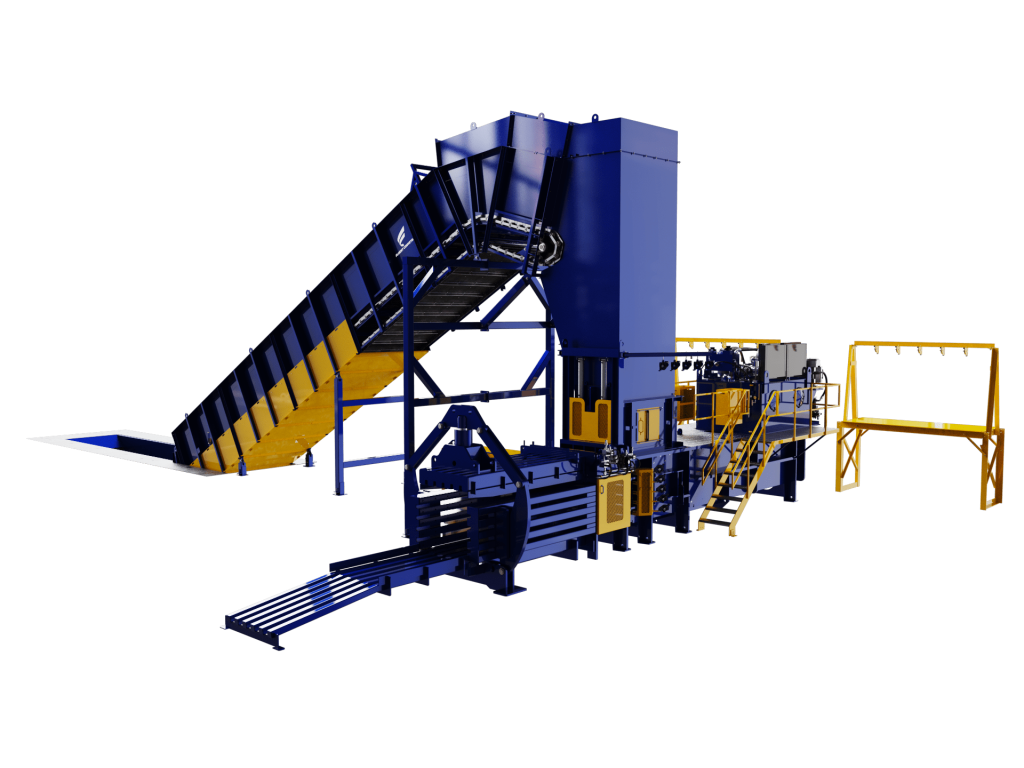 Baler infeed conveyor for recycling operations