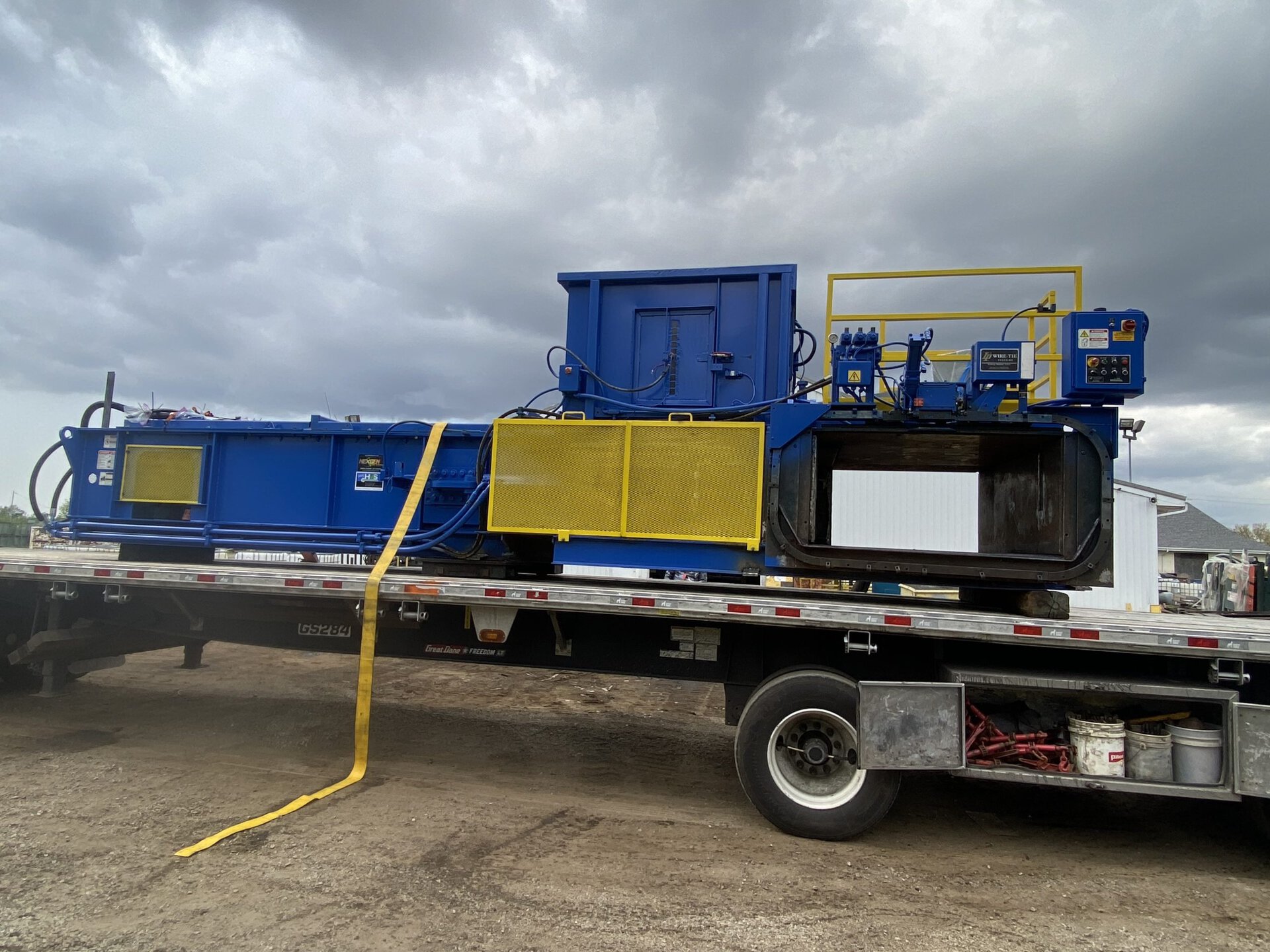 HMS team delivering and installing recycling baler at Indiana customer site - Hoosier Machinery Solutions