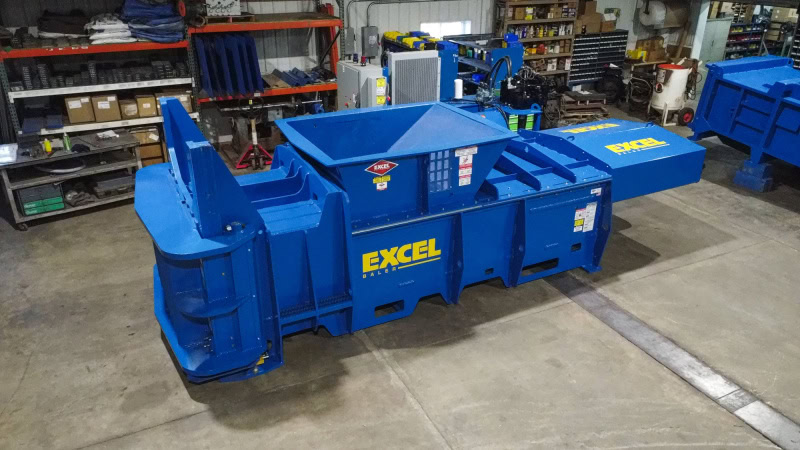 Excel HV10 heavy duty non-ferrous metal baler with two-ram construction in single-ram body for aluminum copper radiators