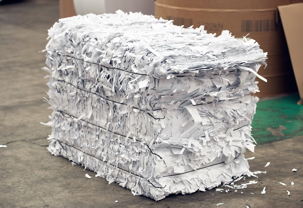 Dense baled waste paper high grade bale ready for mill shipment produced by paper baler